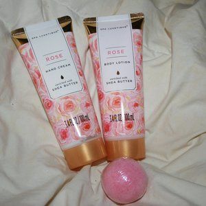 hand cream, hand lotion and one bath bomb